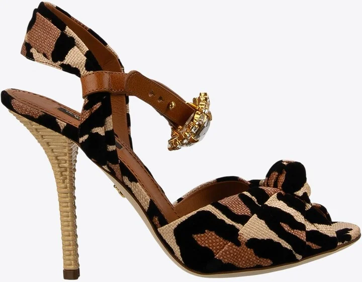 Keira 120 Leopard Crystal Brooch Sandals