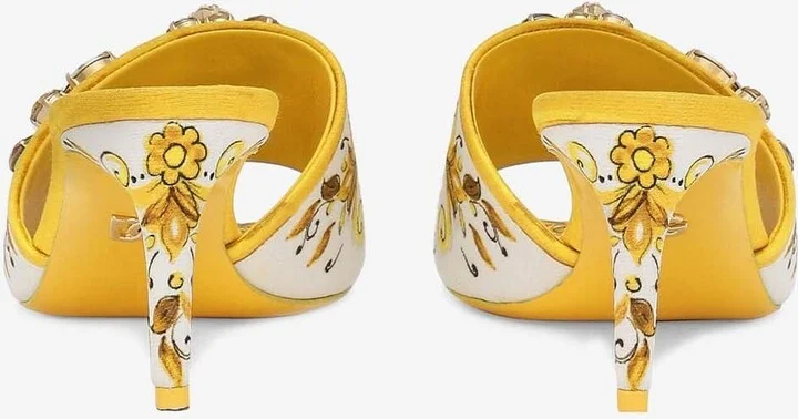 Keira 60 Majolica Print Crystal Embellished Mules - Image 2