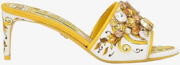 Keira 60 Majolica Print Crystal Embellished Mules