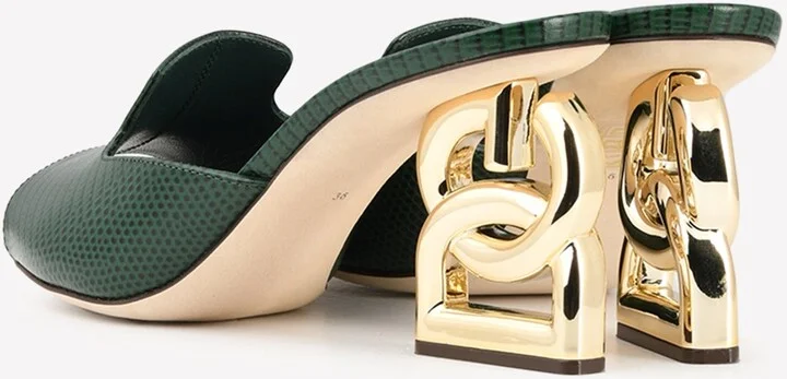 Keira 75 DG Mules in Iguana-Embossed Calf Leather - Image 2