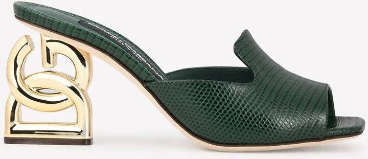Keira 75 DG Mules in Iguana-Embossed Calf Leather