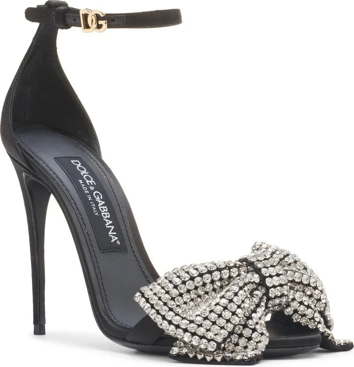 Keira Crystal Embellished Bow Ankle Strap Sandal