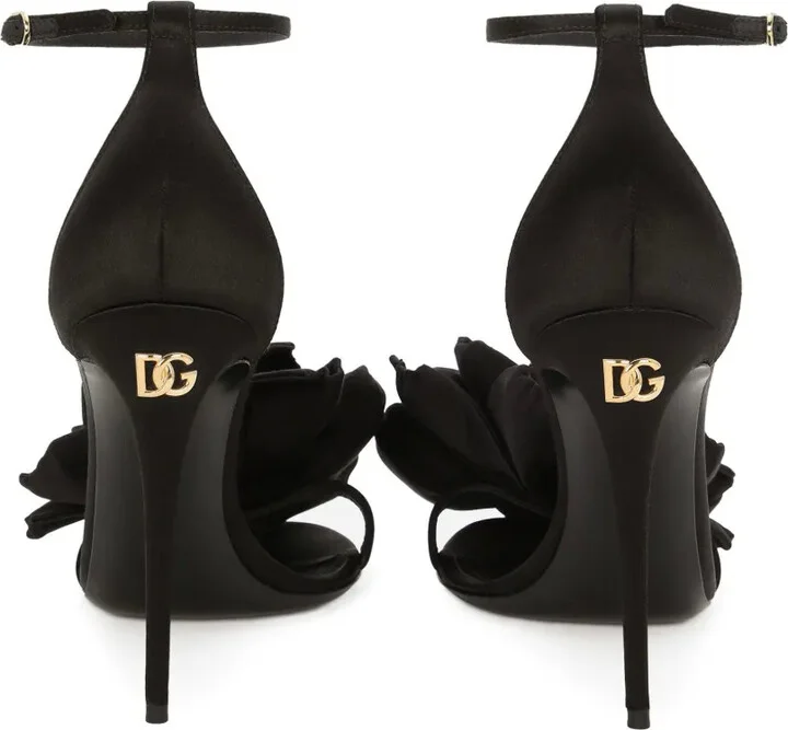 Keira floral-appliqué satin sandals - Image 3