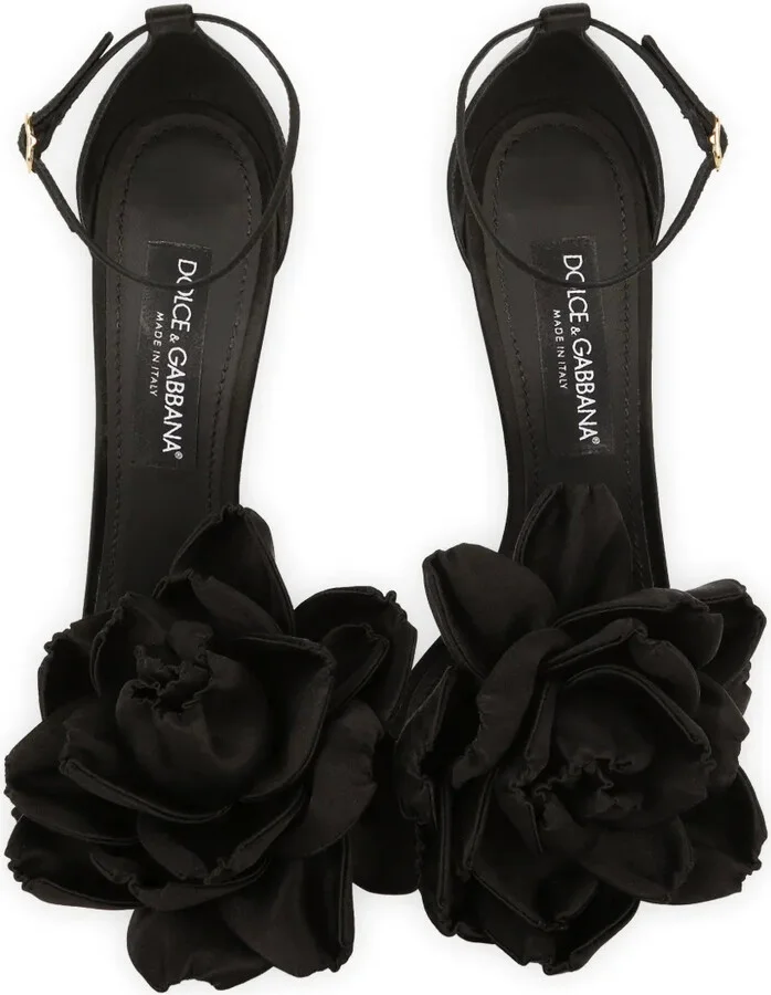 Keira floral-appliqué satin sandals - Image 4