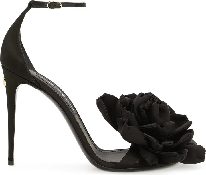 Keira floral-appliqué satin sandals