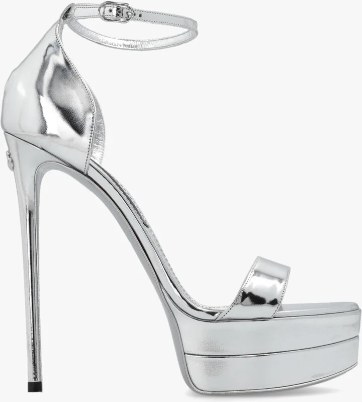 'Keira' Heeled Sandals, , - Silver