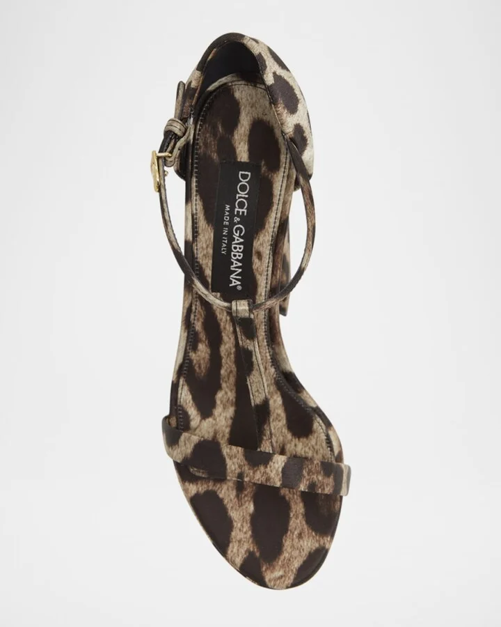 Keira Leopard Satin T-Strap Platform Sandals - Image 3
