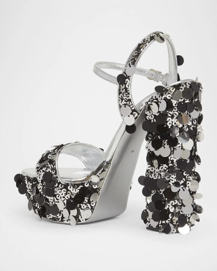 Keira Metallic Sequin Platform Sandals - Image 6