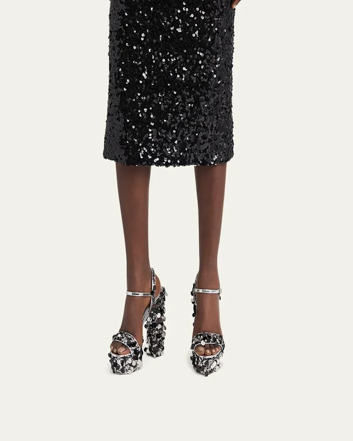 Keira Metallic Sequin Platform Sandals - Image 2