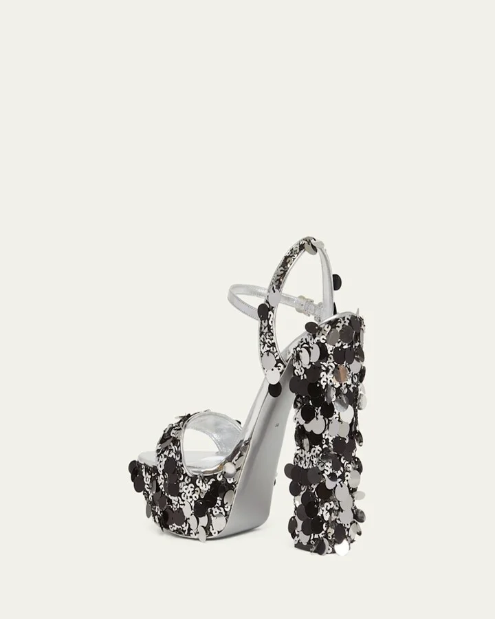 Keira Metallic Sequin Platform Sandals - Image 4