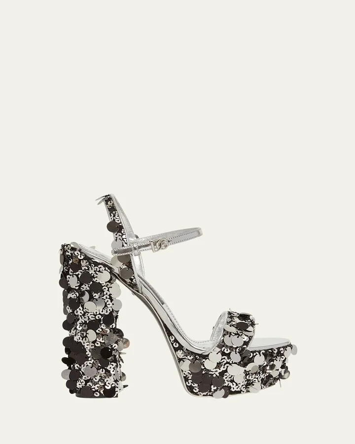Keira Metallic Sequin Platform Sandals