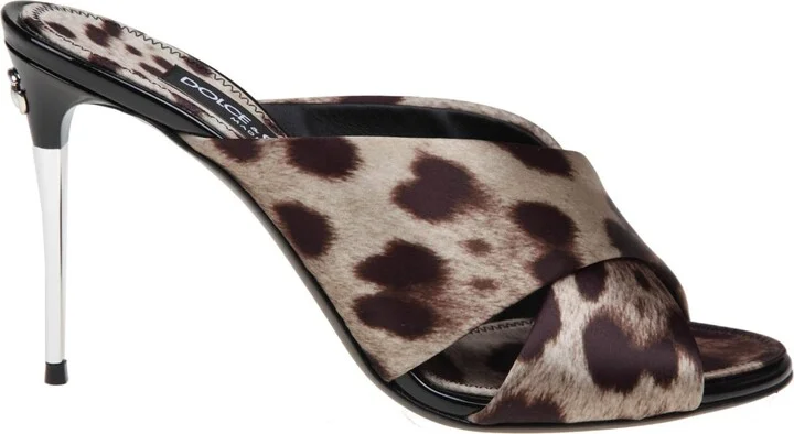 Keira Sandals In Satin With Spotted Print
