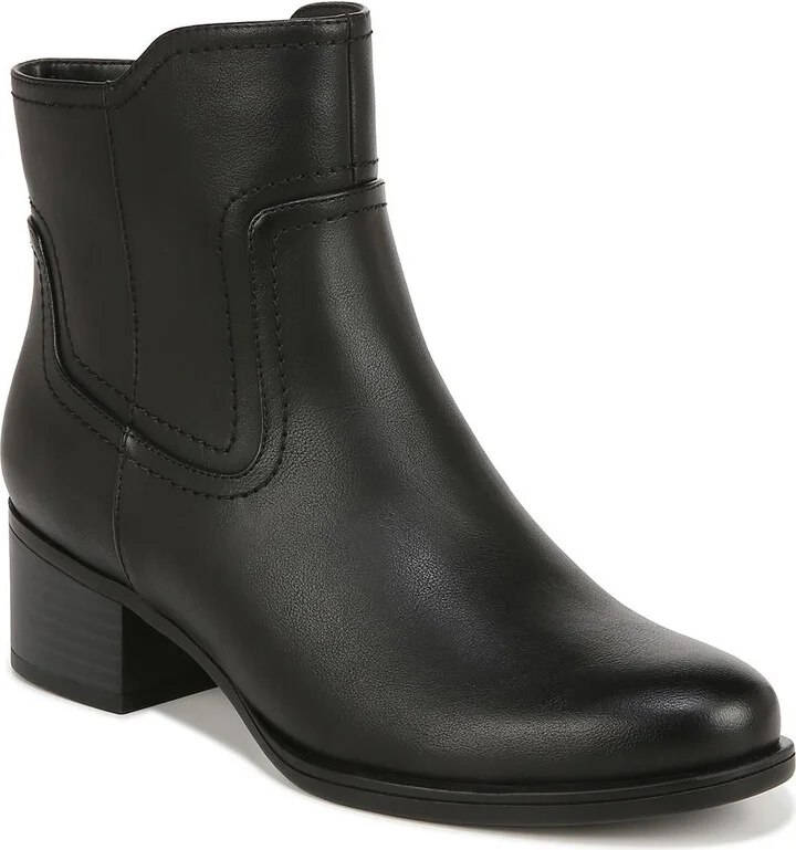 Kelby Womens Faux Leather Almond Toe Ankle Boots