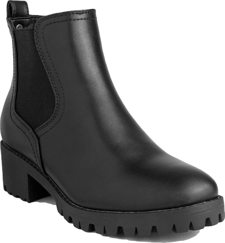 Kelce Womens Faux-Leather Slip-On Ankle Boots
