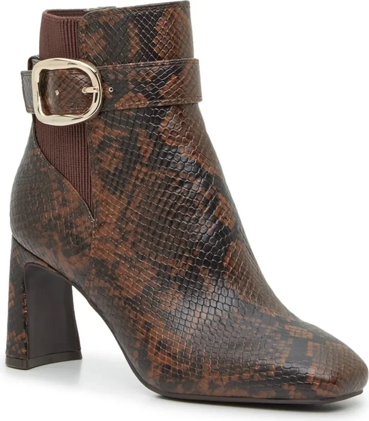 Dark Brown/Black Snake Print Synthetic