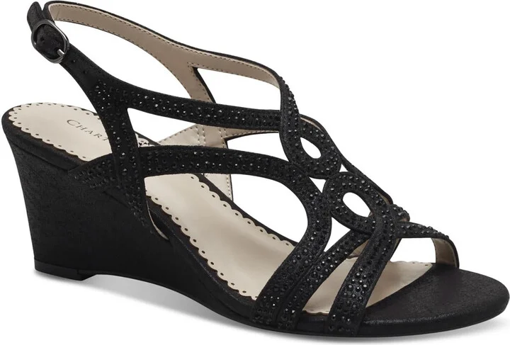 Kelsah Womens Metallic Embellished Wedges
