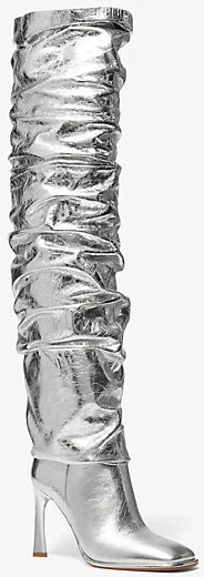Kelsea Crackled Metallic Leather Slouchy Boot