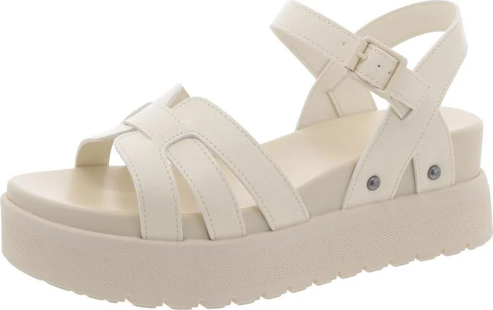 KENEDI Womens Faux Leather Round toe Ankle Strap