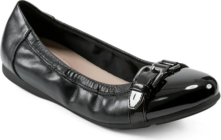 KENNA3 Womens Buckle Manmade Ballet Flats