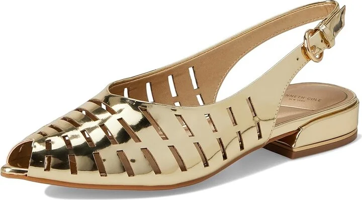 Kenneth Cole New York Calabra Women's Flat Shoes Gold : 10 M, Leather - Image 5