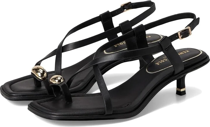 Kenneth Cole New York Geala Women's Sandals Black Leather : 7.5 M, Leather/Rubber
