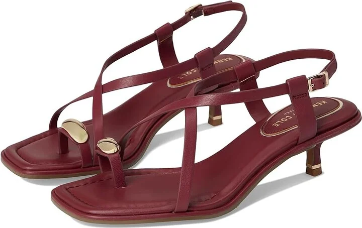 Kenneth Cole New York Geala Women's Sandals Dark Red Leather : 5.5 M, Leather/Rubber
