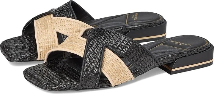 Kenneth Cole New York Issa Women's Wedge Shoes Natural/Black Raffia : 8 M, Leather