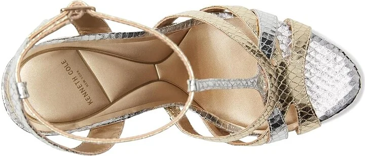 Kenneth Cole New York Liona Women's Sandals Silver/Gold Metallic : 6 M, Faux Leather - Image 2