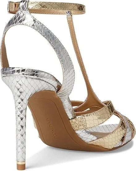 Kenneth Cole New York Liona Women's Sandals Silver/Gold Metallic : 6 M, Faux Leather - Image 4