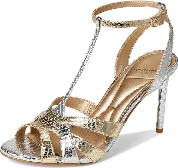 Kenneth Cole New York Liona Women's Sandals Silver/Gold Metallic : 6 M, Faux Leather - Image 5