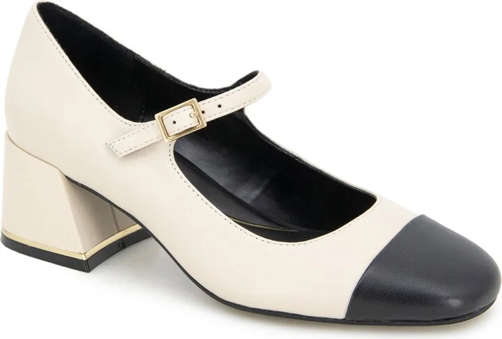 Kenneth Cole New York Women's Alec Block Heel Mary Jane Pumps - White/Black