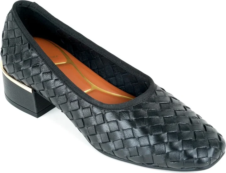 Black Woven Leather