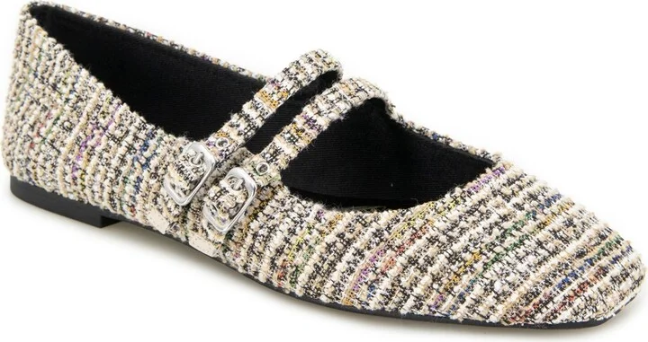Kenneth Cole New York Women's Jasmine Square Toe Ballet Flats - Black/Tan