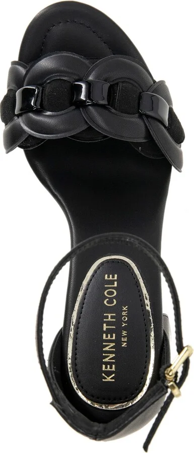 Kenneth Cole New York Women's Luisa Woven Block Heel Sandals - Black- Polyester, Textile - Image 4