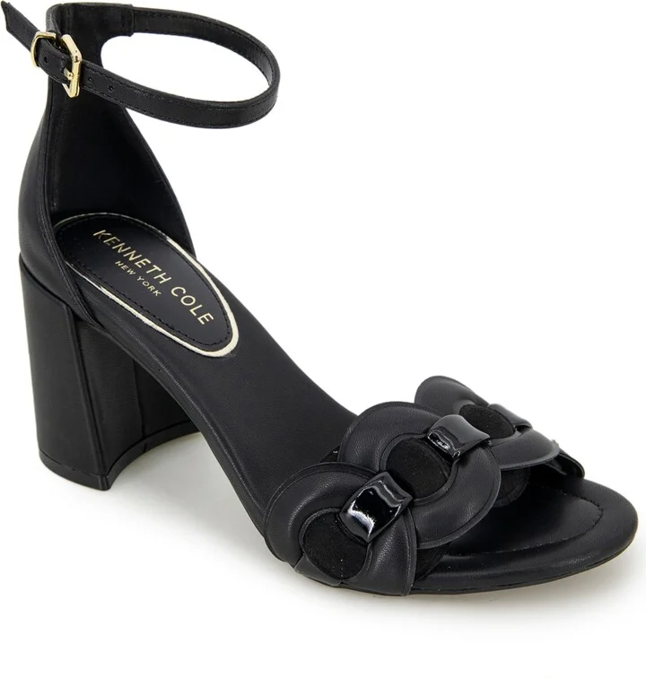 Kenneth Cole New York Women's Luisa Woven Block Heel Sandals - Black- Polyester, Textile