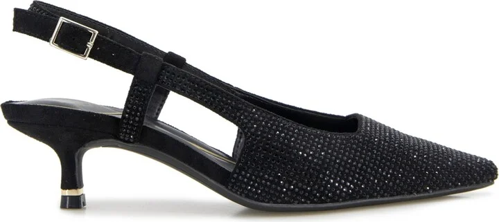 Kenneth Cole New York Women's Martha Crystals Kitten Heel Sling Back Pumps - Black/Black - Image 2