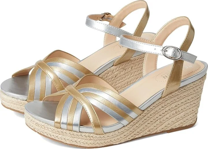 Kenneth Cole Reaction Comi Women's Wedge Shoes Gold/Silver : 9.5 M, Leather/Rubber