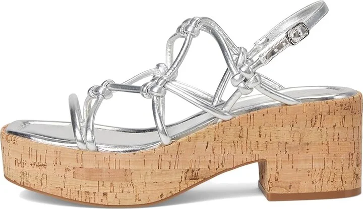 Kenneth Cole Reaction Essa Knots Women's Wedge Shoes Silver Metallic : 7 M, Leather - Image 6