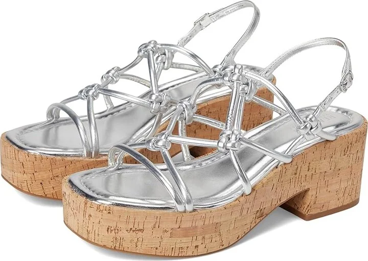 Kenneth Cole Reaction Essa Knots Women's Wedge Shoes Silver Metallic : 7 M, Leather