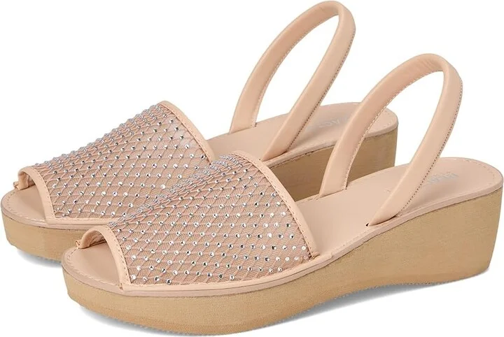 Kenneth Cole Reaction Fine Glass Mesh Women's Wedge Shoes Almond Crystal Mesh : 9 M, Leather
