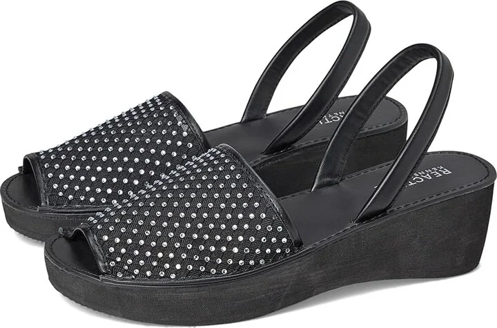 Kenneth Cole Reaction Fine Glass Mesh Women's Wedge Shoes Black Crystal Mesh : 9 M, Leather