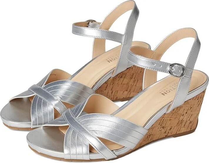 Kenneth Cole Reaction Gomi Women's Wedge Shoes Silver : 8 M, Faux Leather