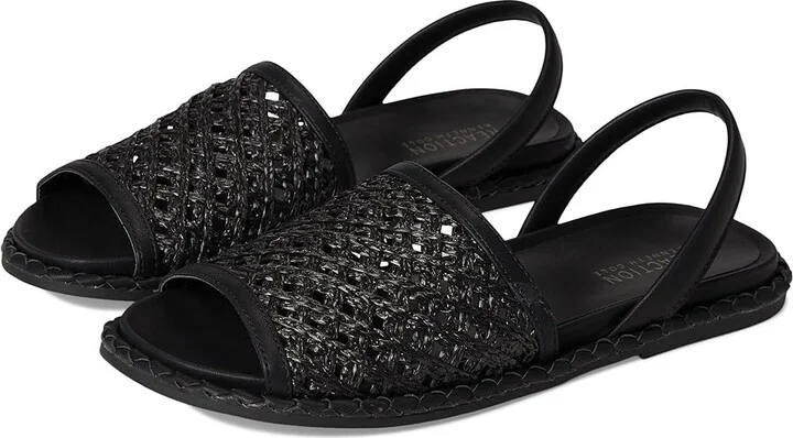 Kenneth Cole Reaction Saavi Women's Sandals Black Raffia : 10 M, Faux Leather