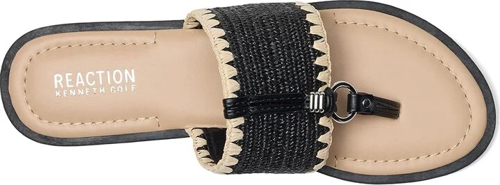 Kenneth Cole Reaction Sabriya Women's Wedge Shoes Black Raffia : 7.5 M, Leather - Image 2