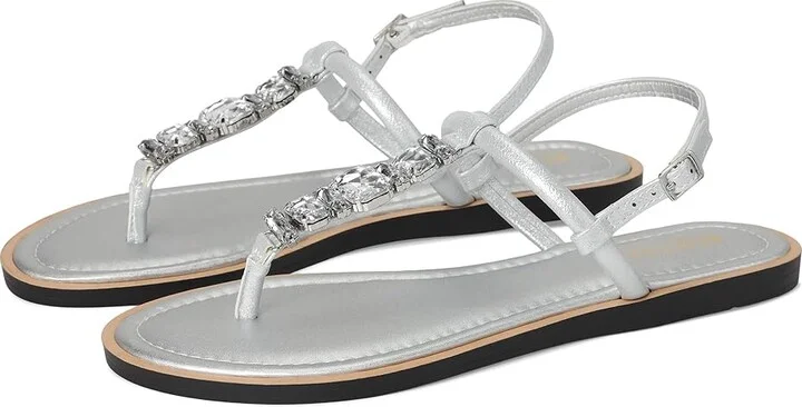 Kenneth Cole Reaction Sera Women's Sandals Silver Metallic : 5.5 M, Faux Leather