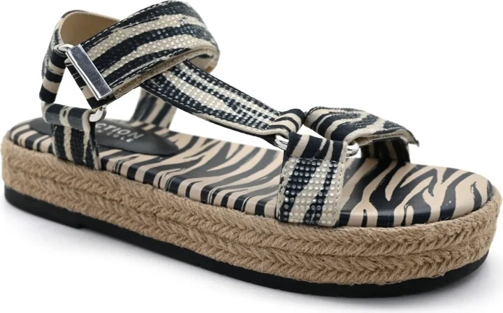 Kenneth Cole Reaction Women's Coast Wedge Sandals - Black/Natural Zebra