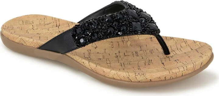 Kenneth Cole Reaction Women's Glamathon Flat Sandals - Black/Natural