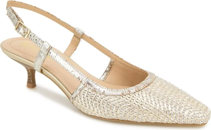 Kenneth Cole Reaction Women's Maggie Slingback Kitten Heels - Natural, Gold