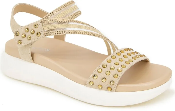 Kenneth Cole Reaction Women's Taryn Asymmetrical Slingback Jeweled Wedge Sandals