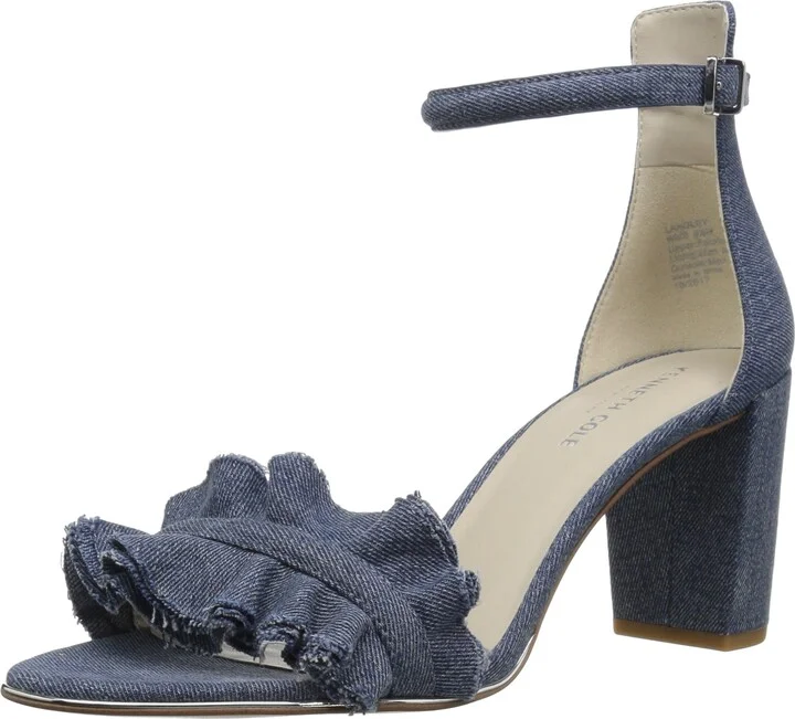 Kenneth Cole Women's Langley Ankle Sandal with Ruffle Detail on Front Strap Heeled